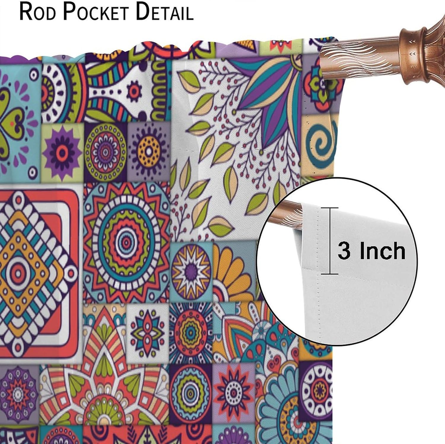 Focusbrite Boho Floral Blackout Curtains Set 2 Panels 42x45 Inches
