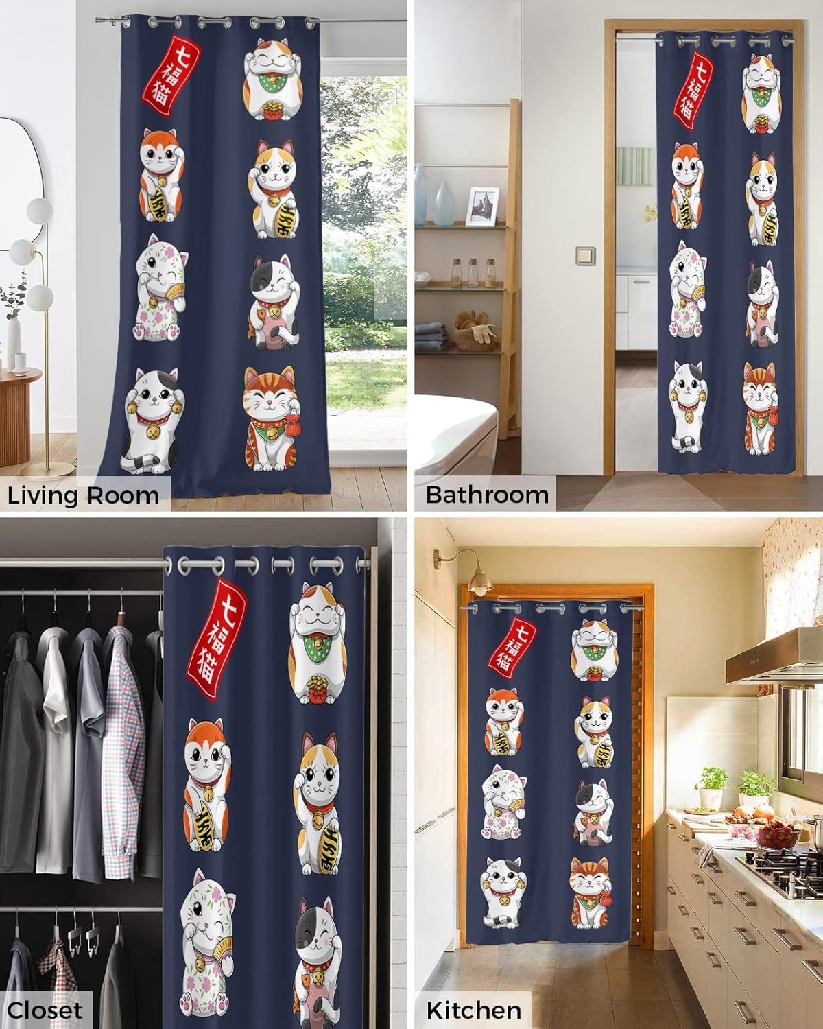 Falaniique Japanese Noren Door Curtain 42x84 Blackout Thermal Insulated Privacy Divider