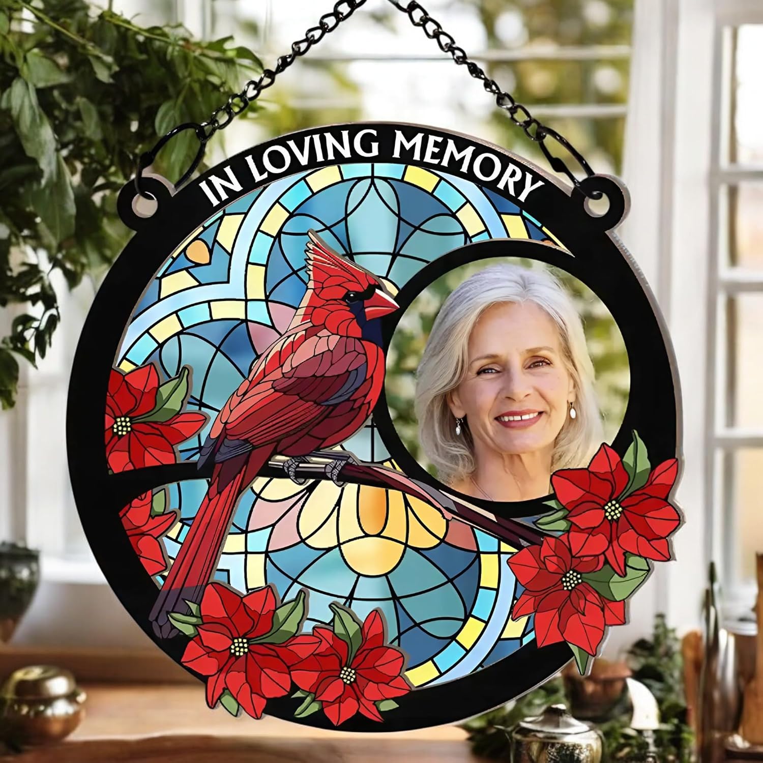 Personalized Photo Suncatcher Ornament Custom Memorial Window Hanging Decor