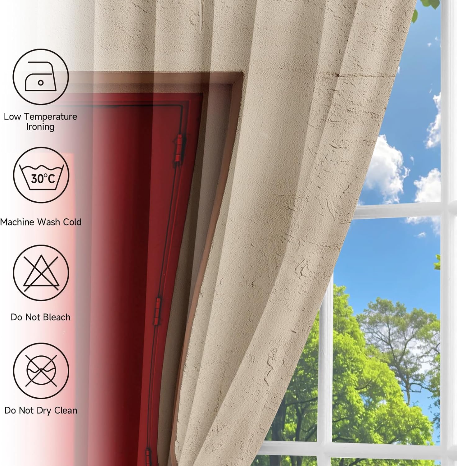 Concrete Frame Doorway Curtains 84 Inch Long with Grommet - 2 Panel Set