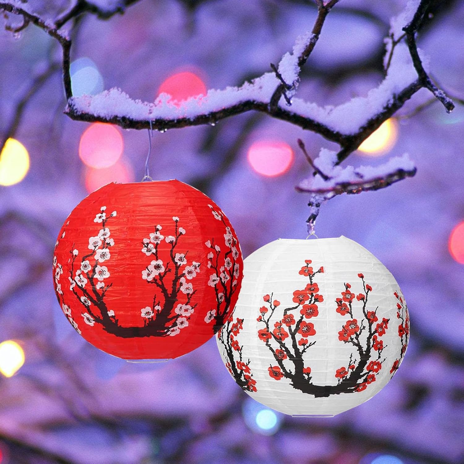 20 Pcs Cherry Blossom Paper Lanterns For Home Decor