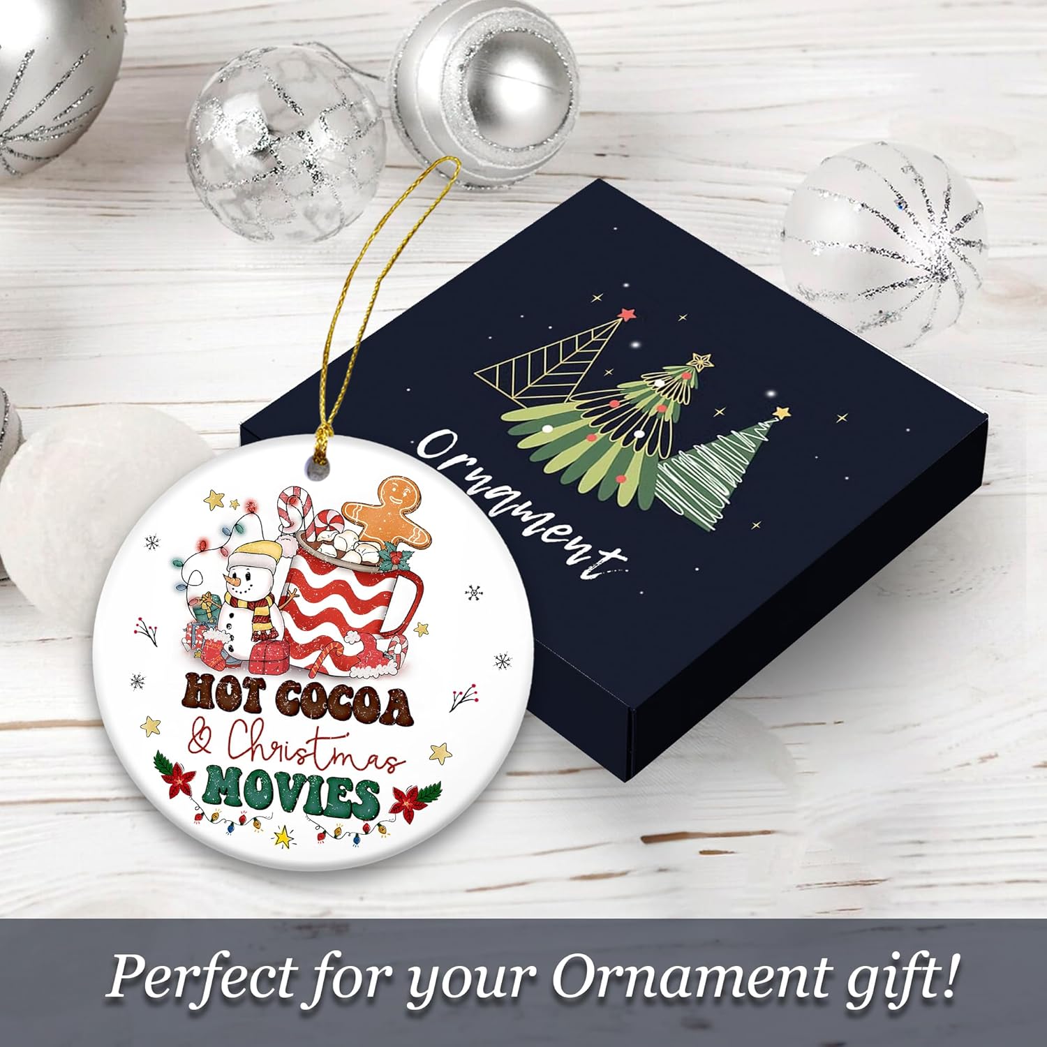 Hot Cocoa and Christmas Movies Ornament 2024