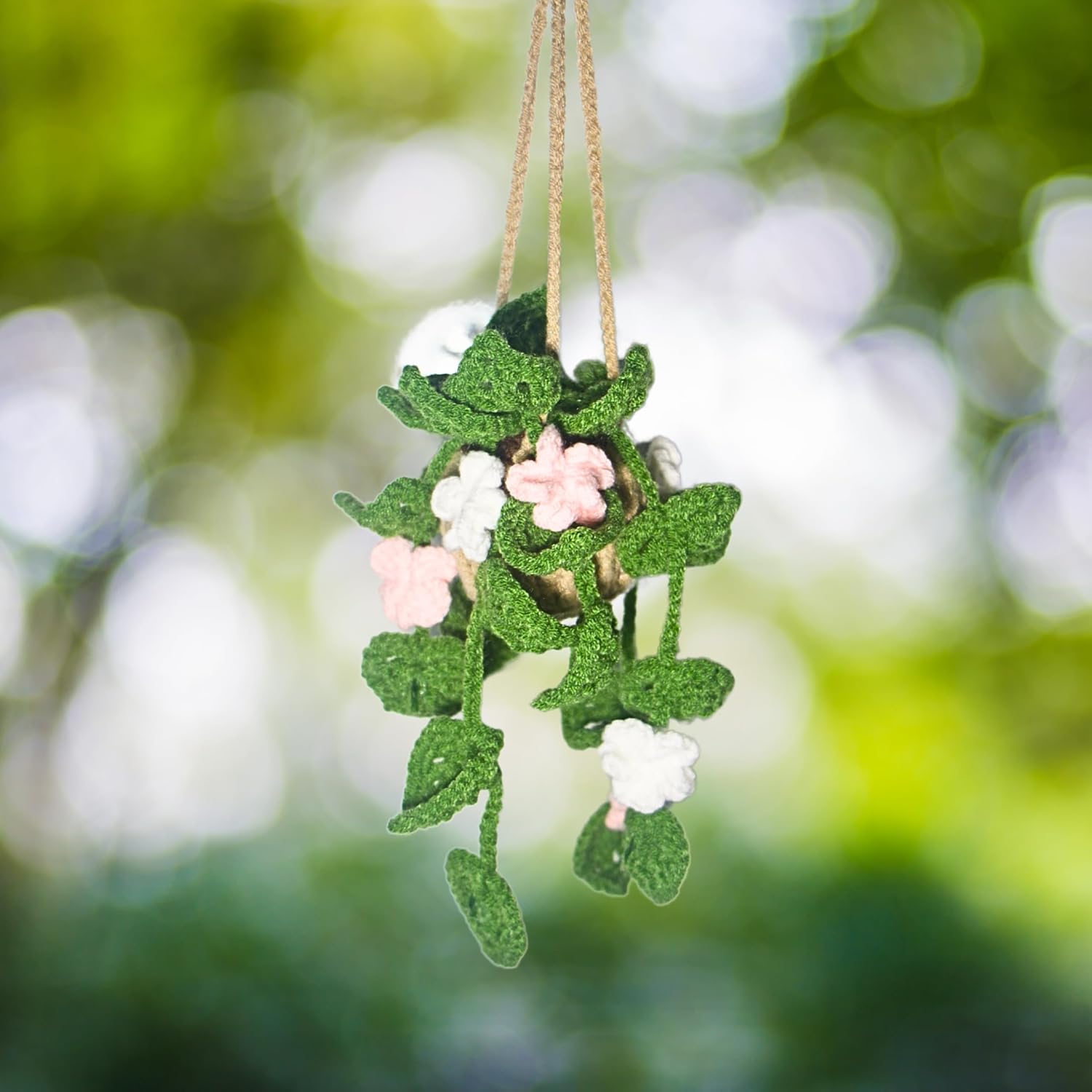 TAPHOA Plant Car Accessory - Heart Leaves Hanging Mirror Ornament