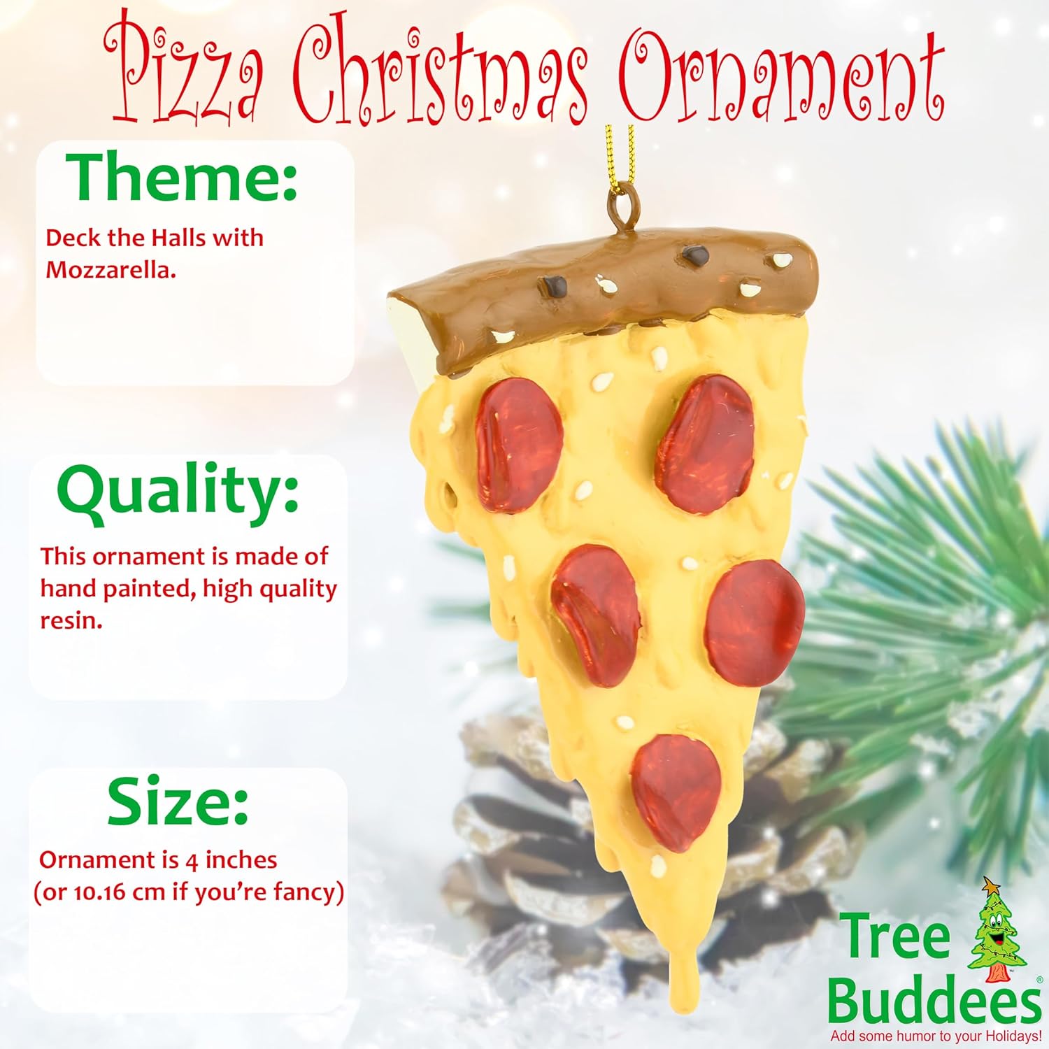 Tree Buddees Pepperoni Pizza Christmas Ornament