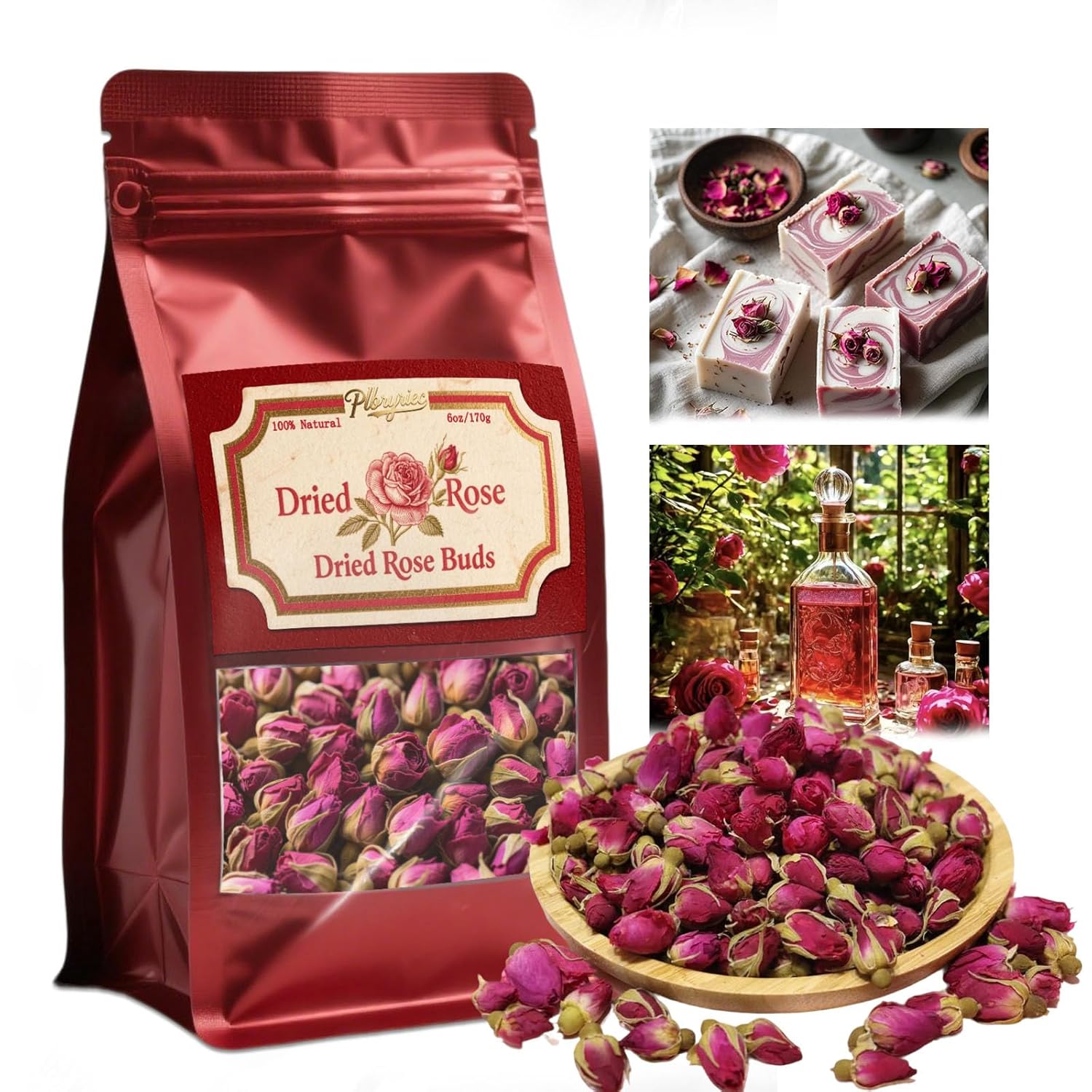 Premium Dried Rose Buds Edible for Tea Crafts and Baking