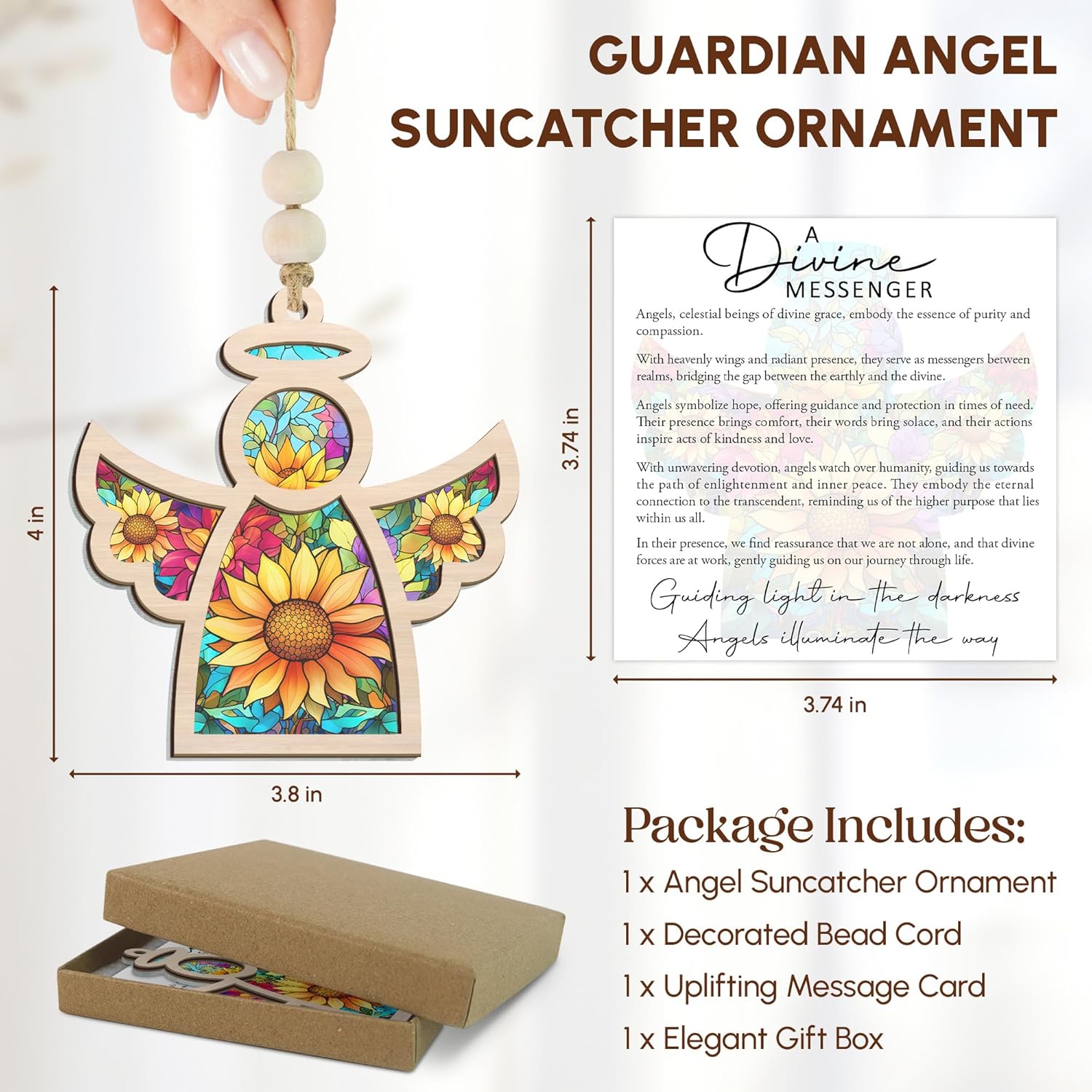 Guardian Angel Suncatcher Sympathy Ornament with Card