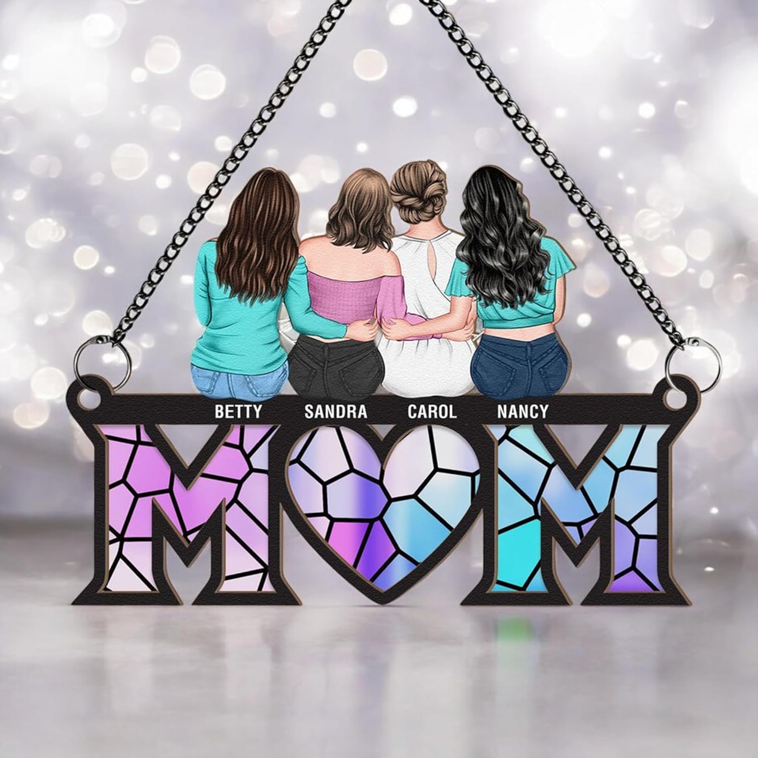 Customized Mom Suncatcher Mothers Day Decor Family Keepsake Ornament