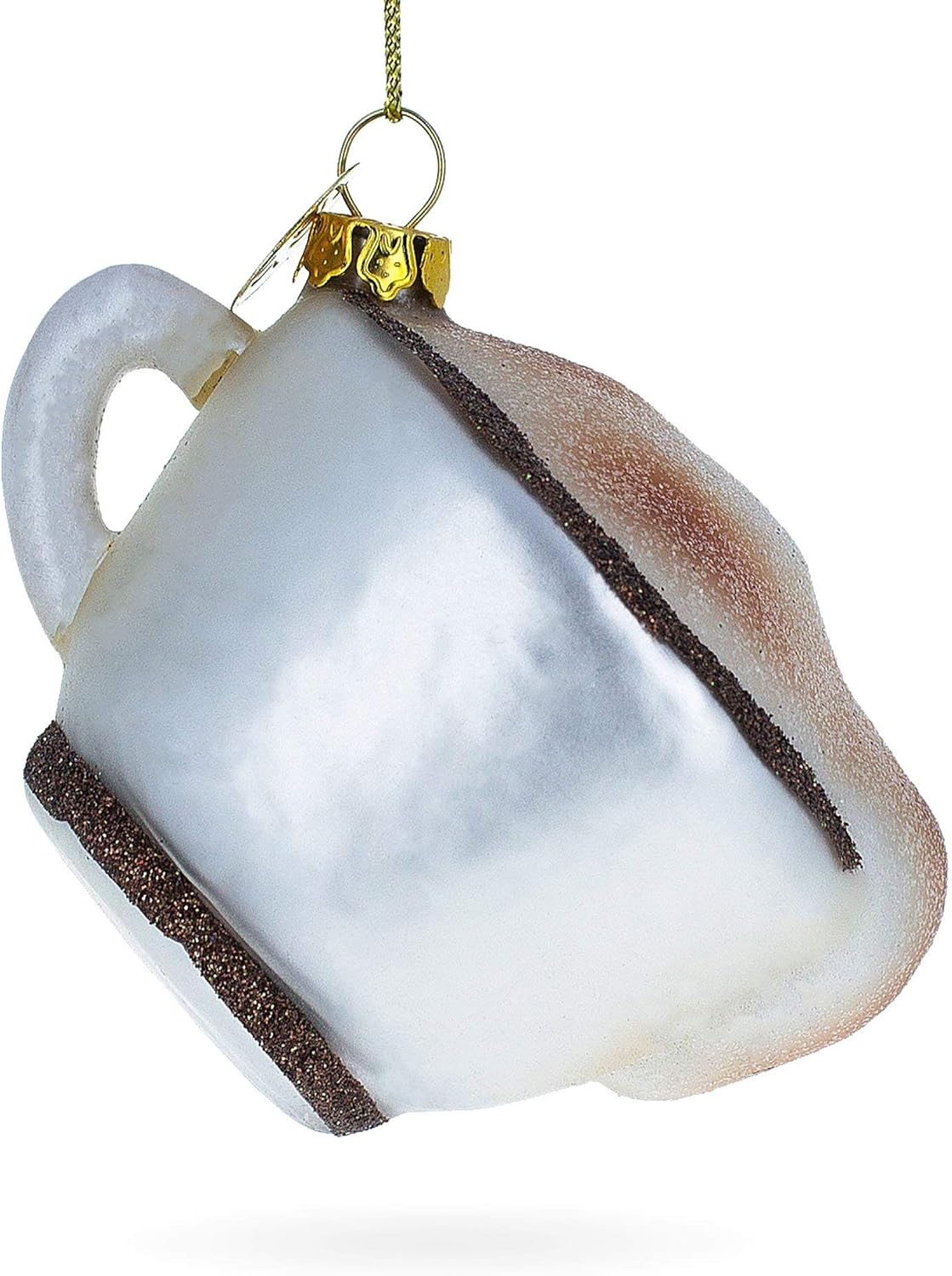 Steaming Cappuccino Cup Blown Glass Christmas Ornament 1