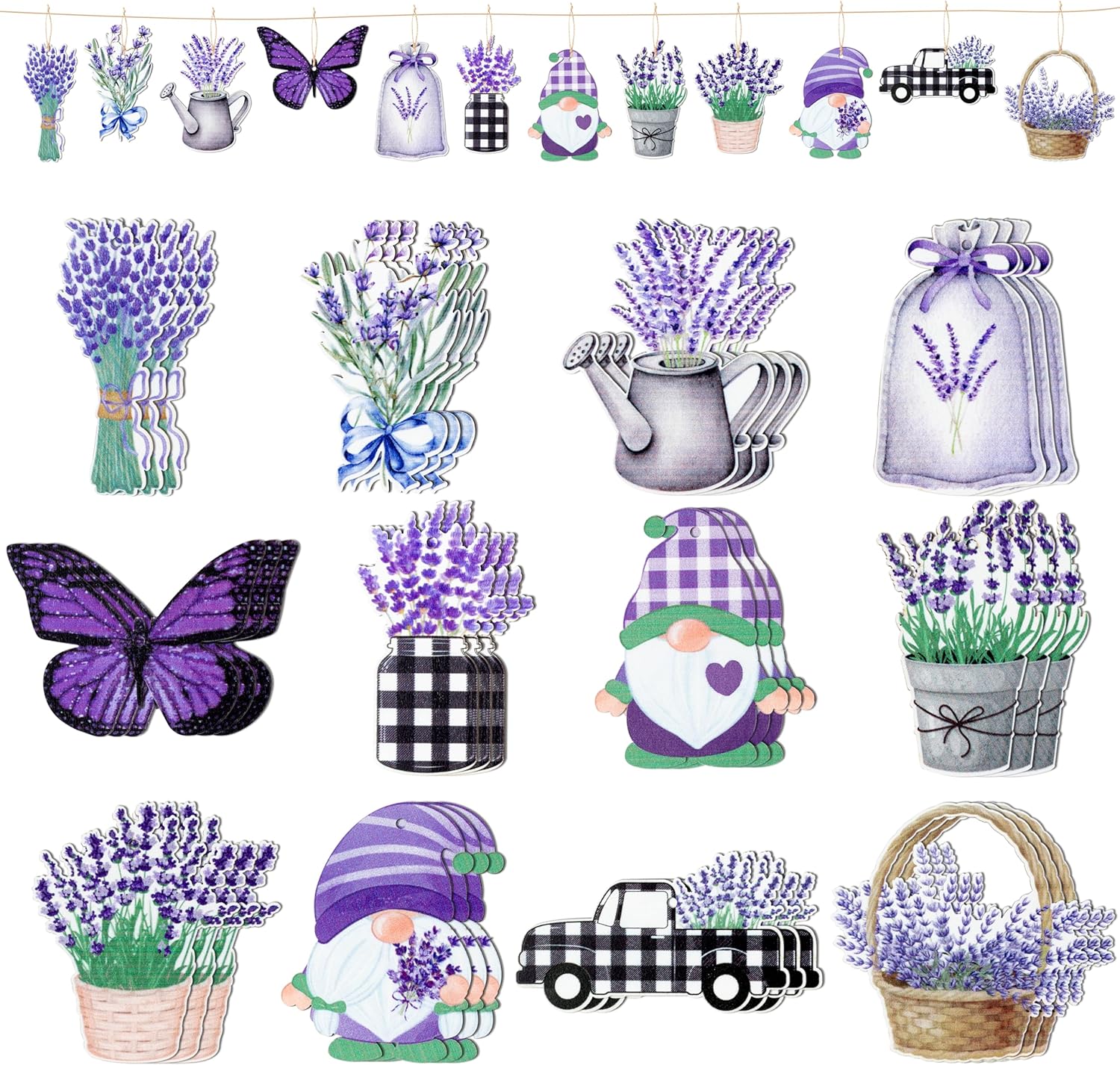 WATINC 37pcs Lavender Wood Hanging Ornament Set