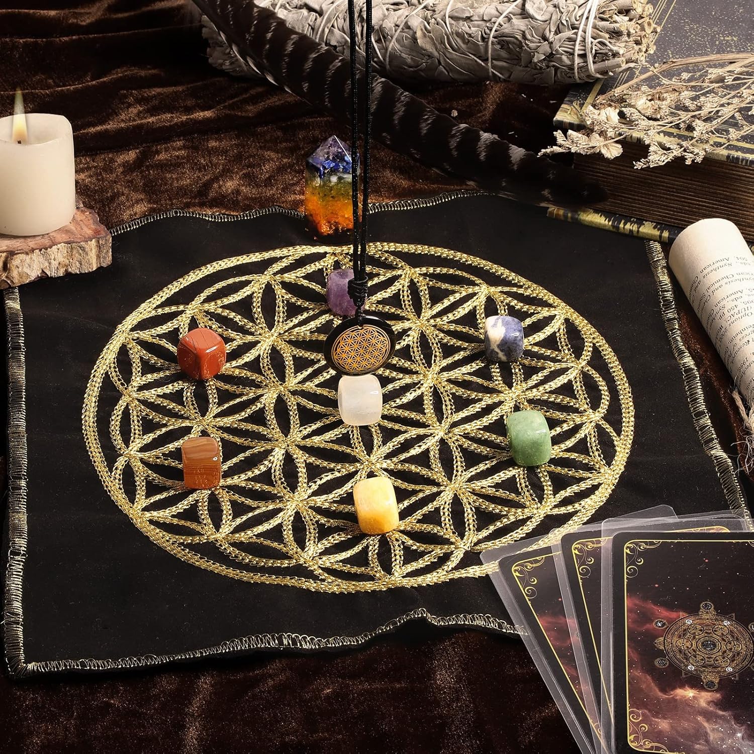Rockcloud Healing Stone Totem Energy Mat Meditation Kit for Beginners