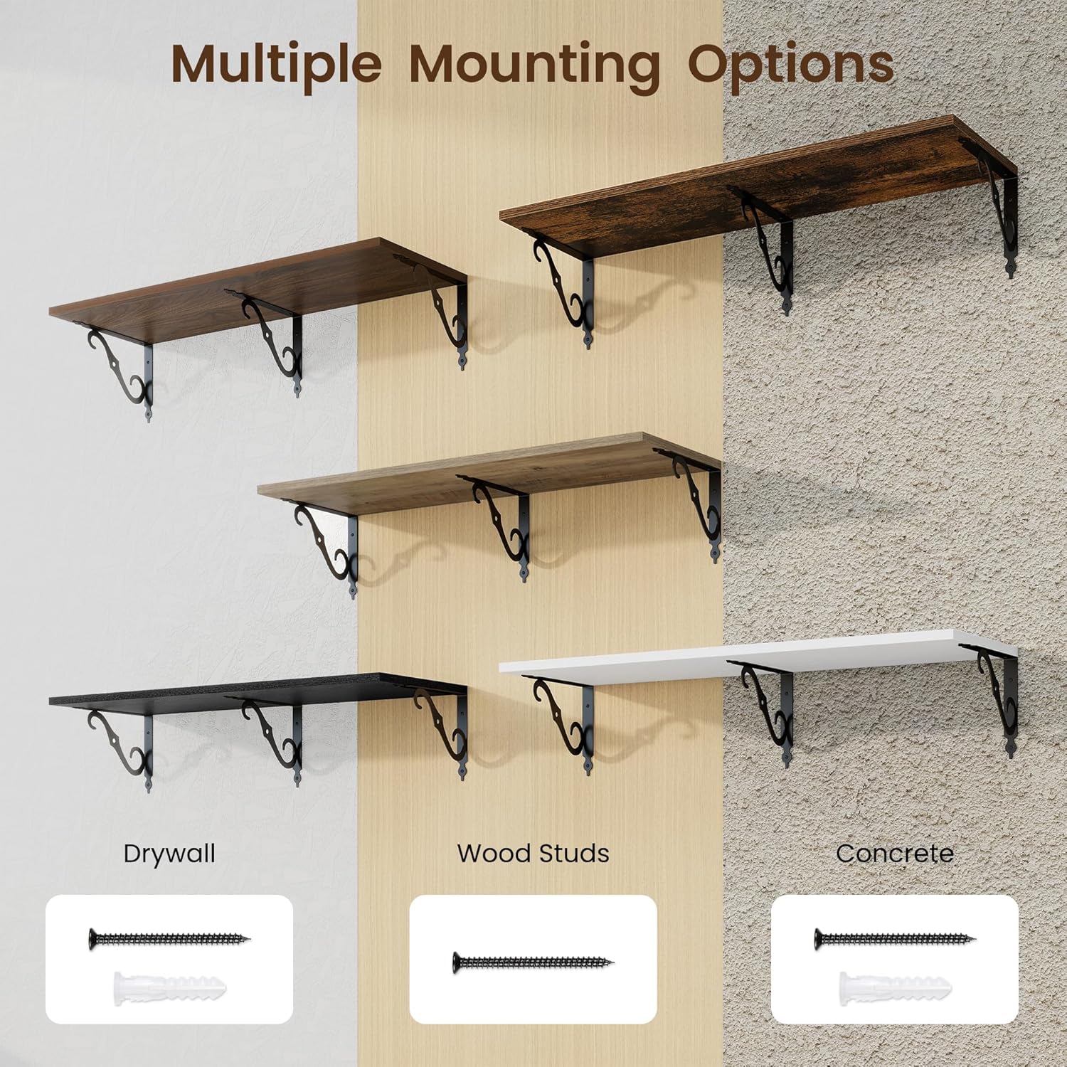 RICHFOCUS 12 Inch Deep Floating Shelves Set of 2 White Wood Wall Shelves