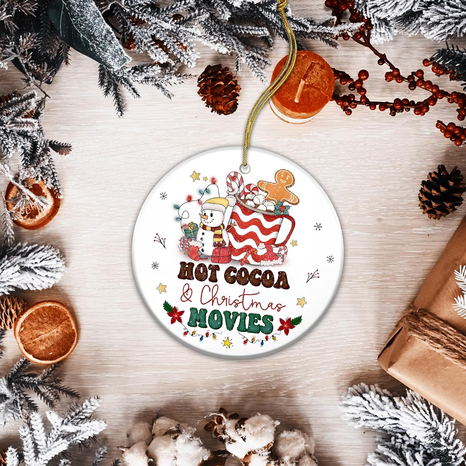 Hot Cocoa and Christmas Movies Ornament 2024