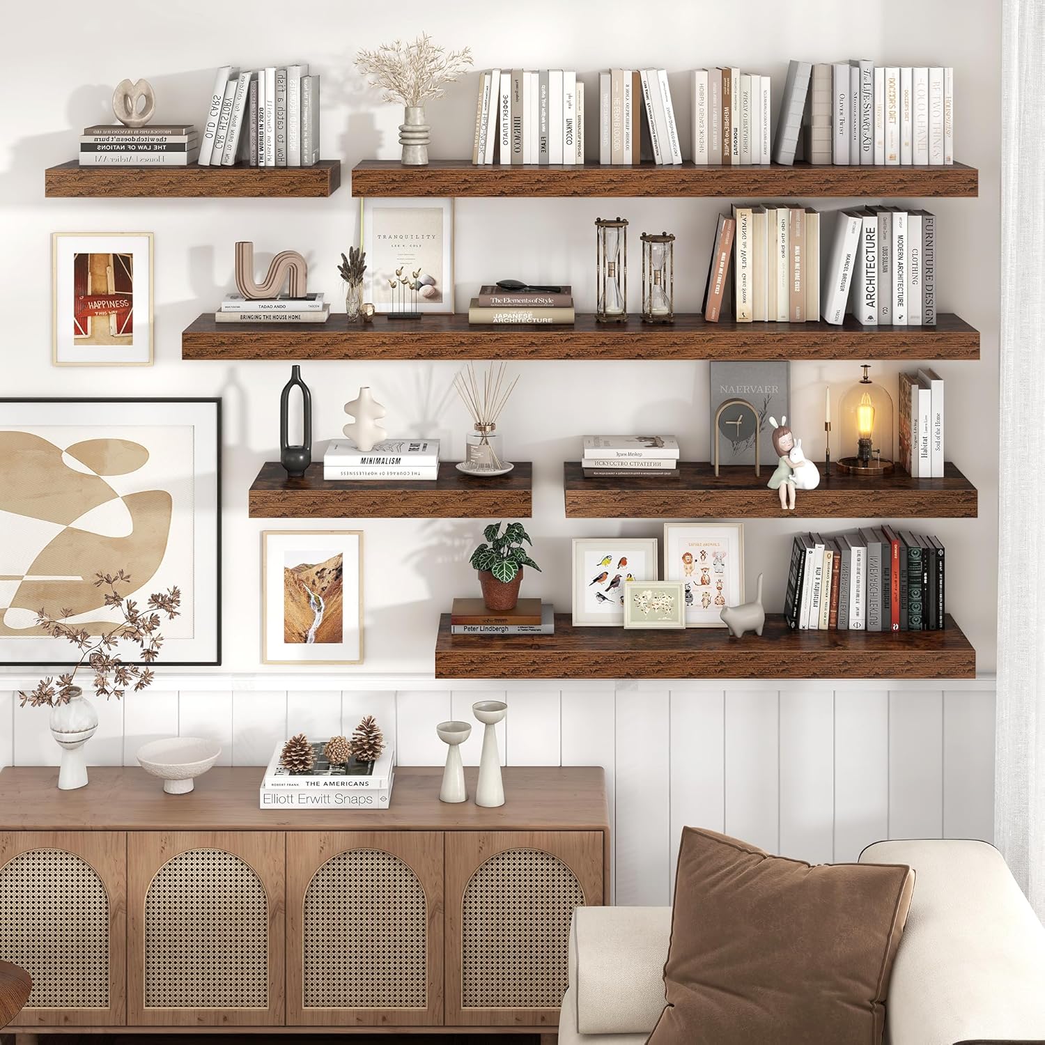 Venusmiles Floating Shelves for Wall 24x12 Inch Brown