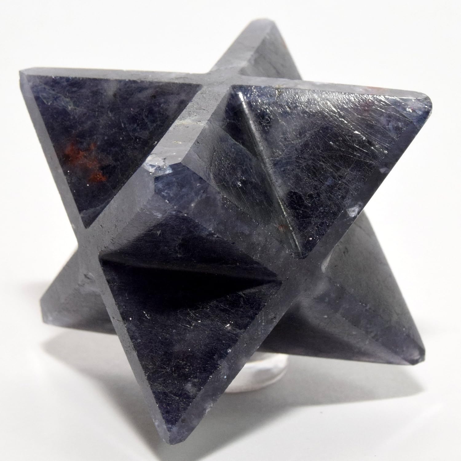 HC Set 64mm Iolite 8 Point Merkaba Star with Aragonite Cabochon