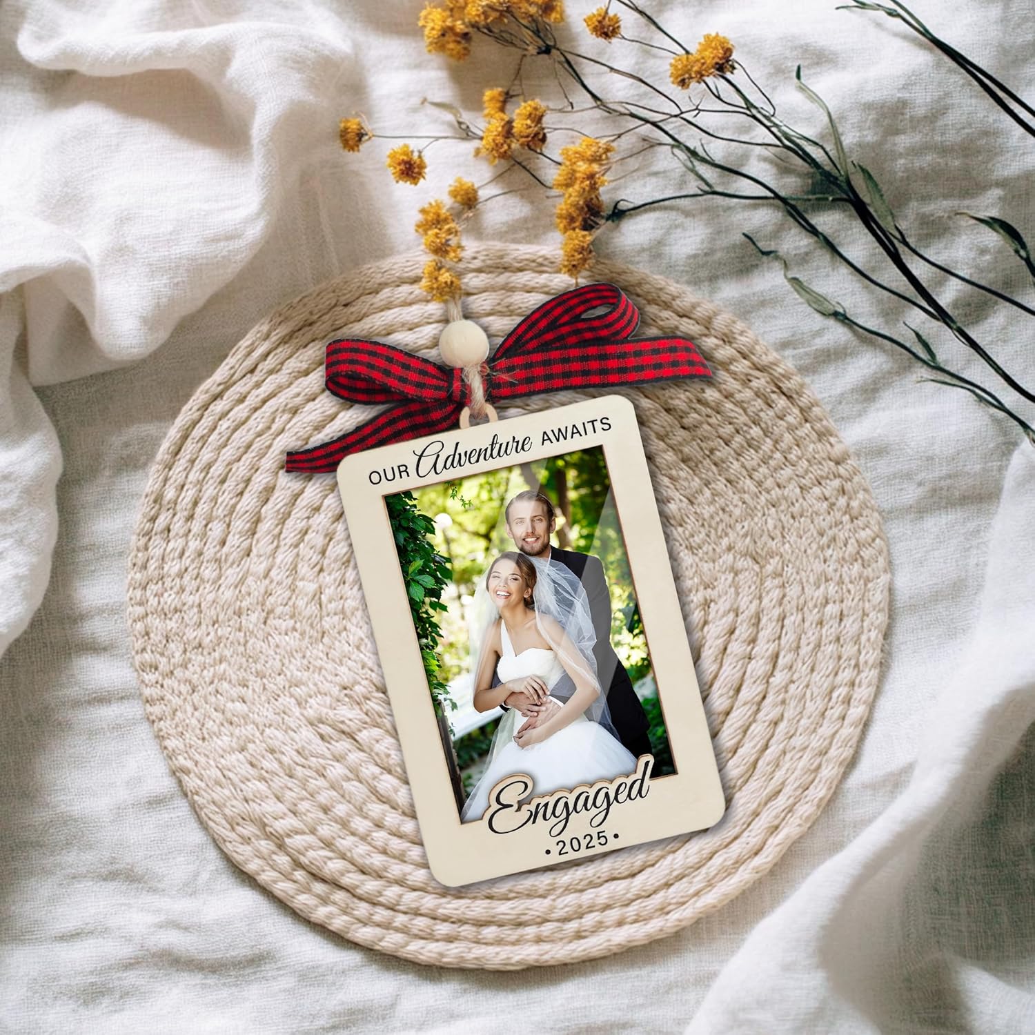 2025 Engagement Photo Frame Ornament With Plastic Cover