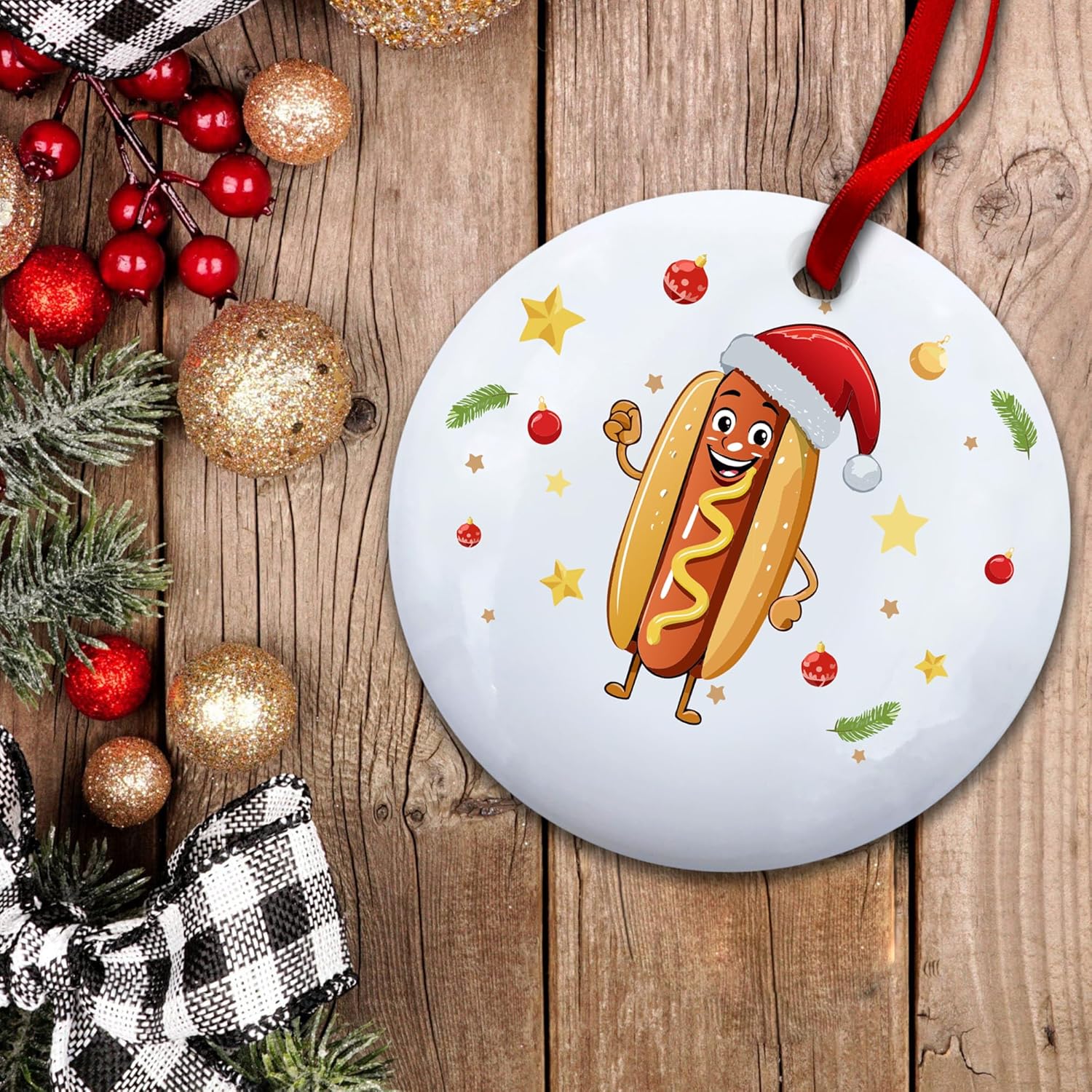 Personalized Hot Dog Ornament for Christmas Tree