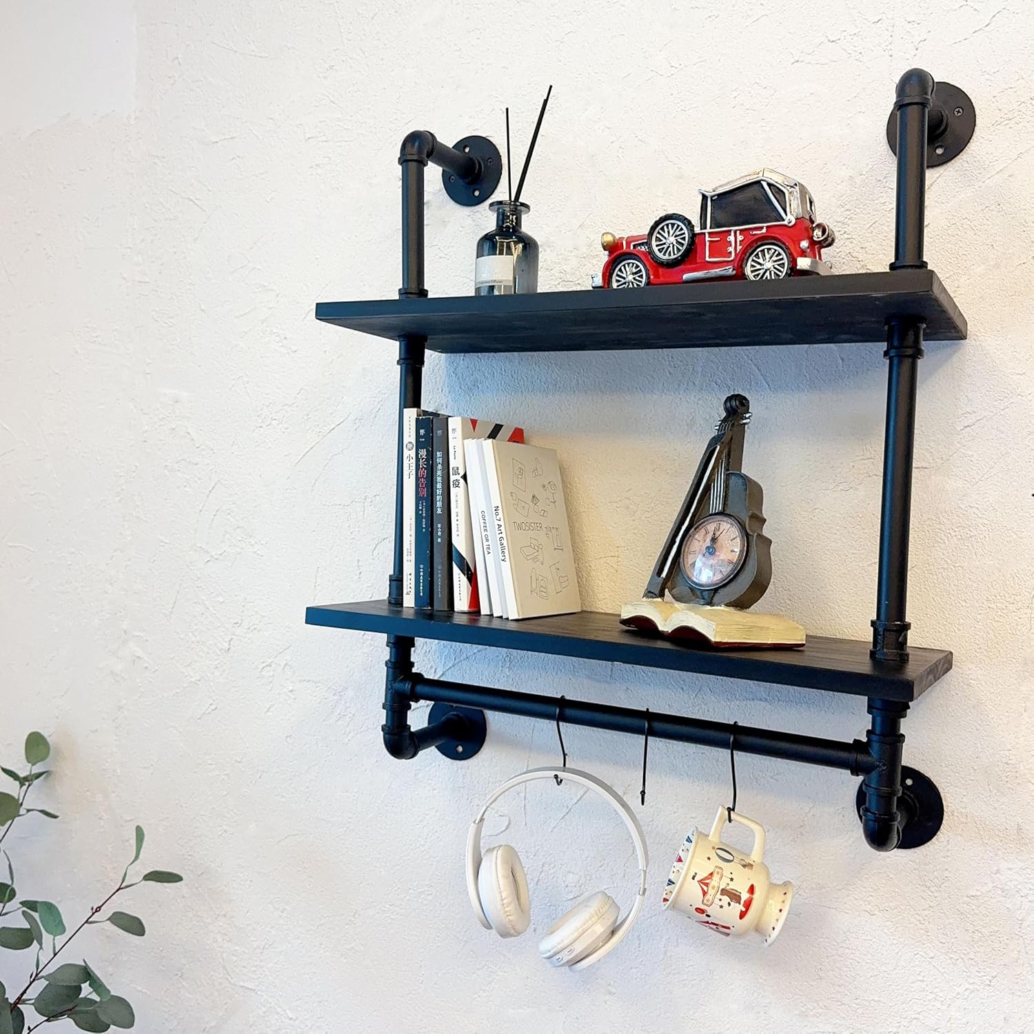 ROGMARS Industrial Pipe Bathroom Shelves with Towel Bar Hooks