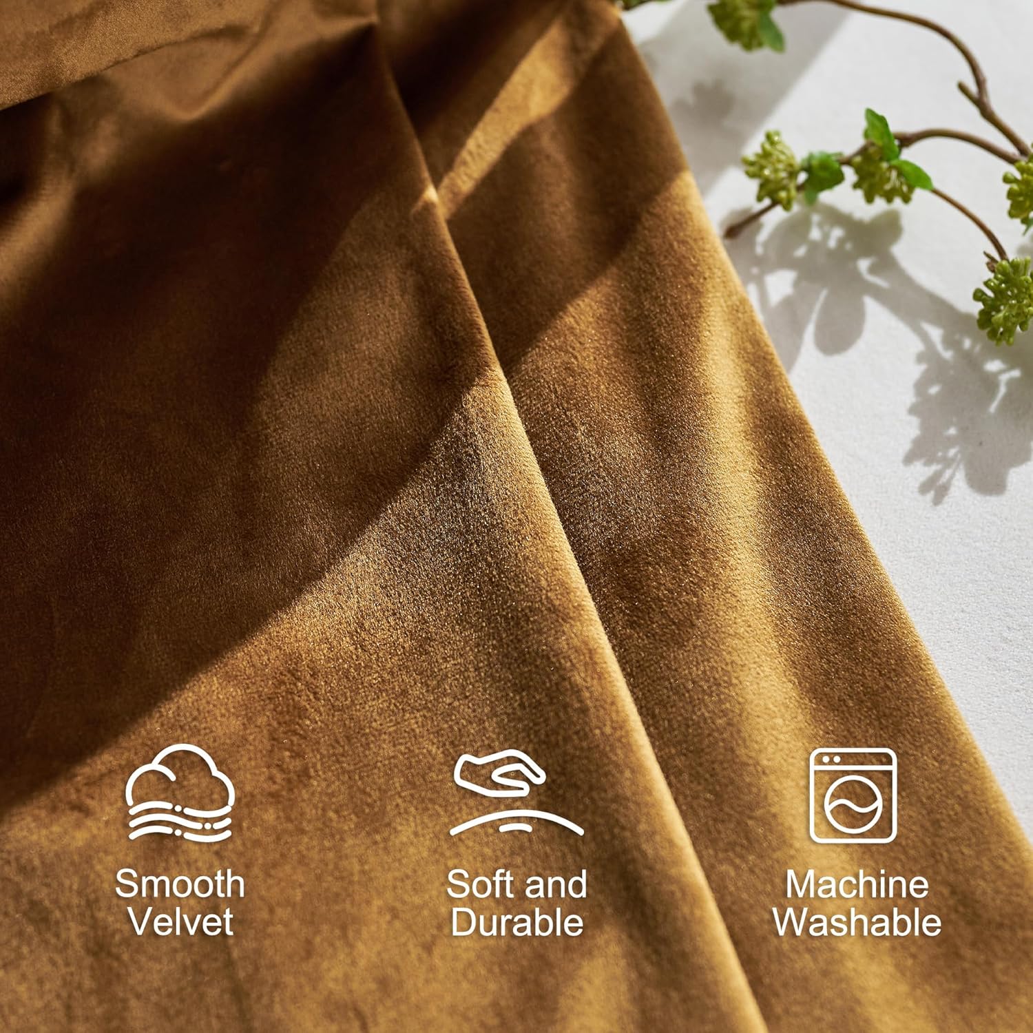 Lazzzy Gold Velvet Thermal Insulated Curtain 84 Inch Panel
