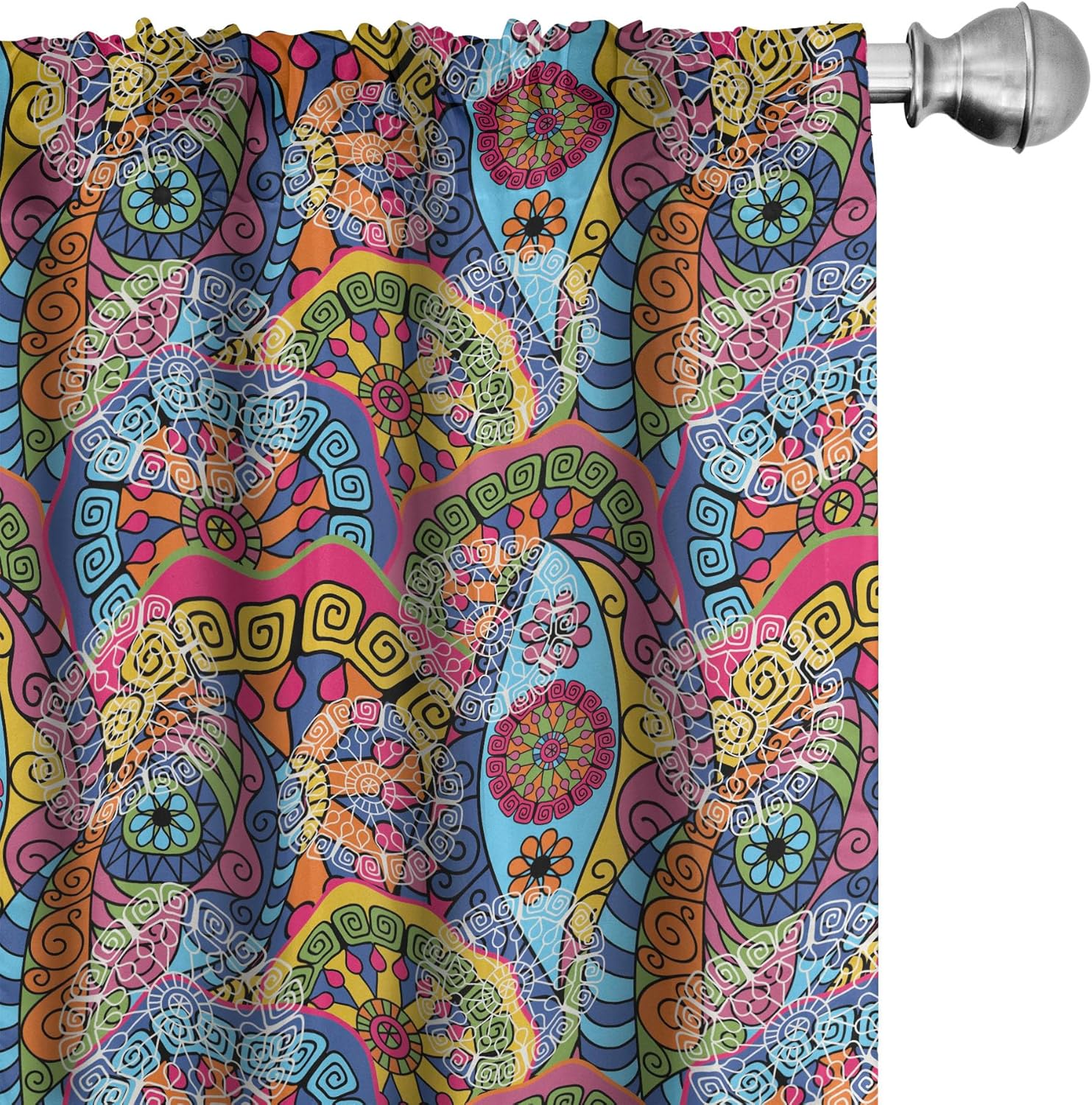 Ambesonne Floral Window Curtains 2-Panel Set Pink Blue