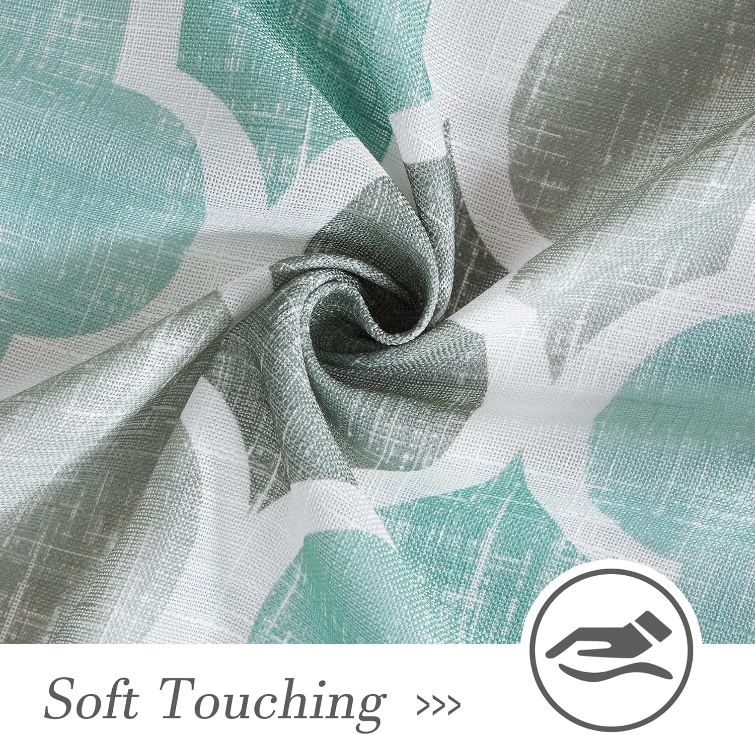 Beauoop Linen Semi Sheer Curtains 2 Panels Aqua Grey
