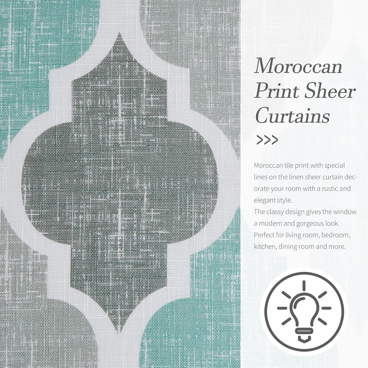 Beauoop Linen Semi Sheer Curtains 2 Panels Aqua Grey