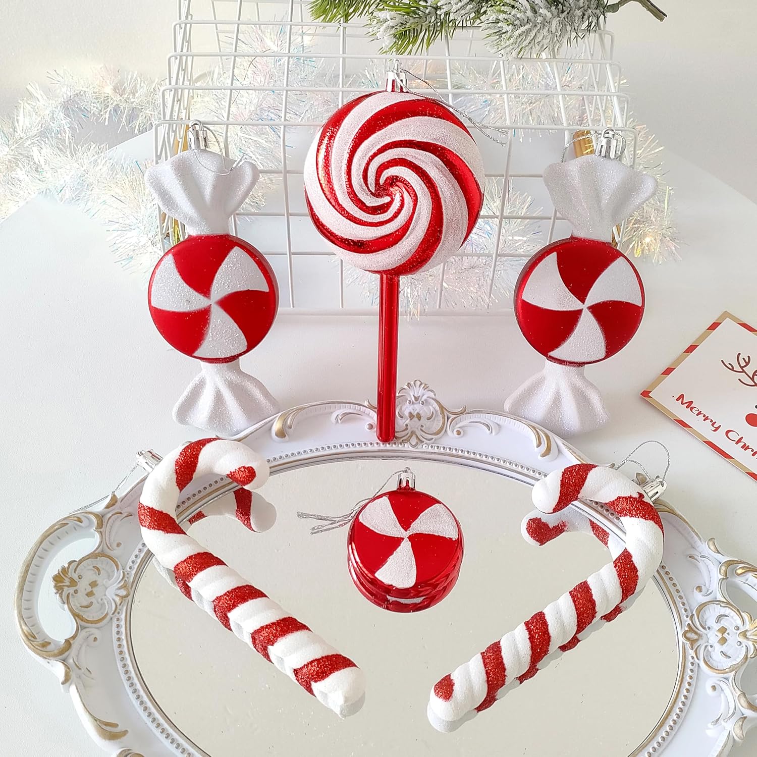 6PCS Mix Style Candy Canes Lollipop Christmas Ornaments Set