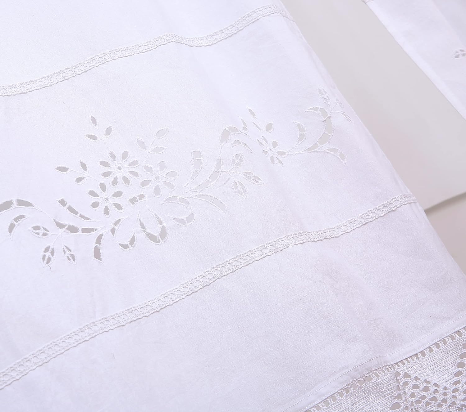DOKOT White Cotton Curtains 2 Panel Sets