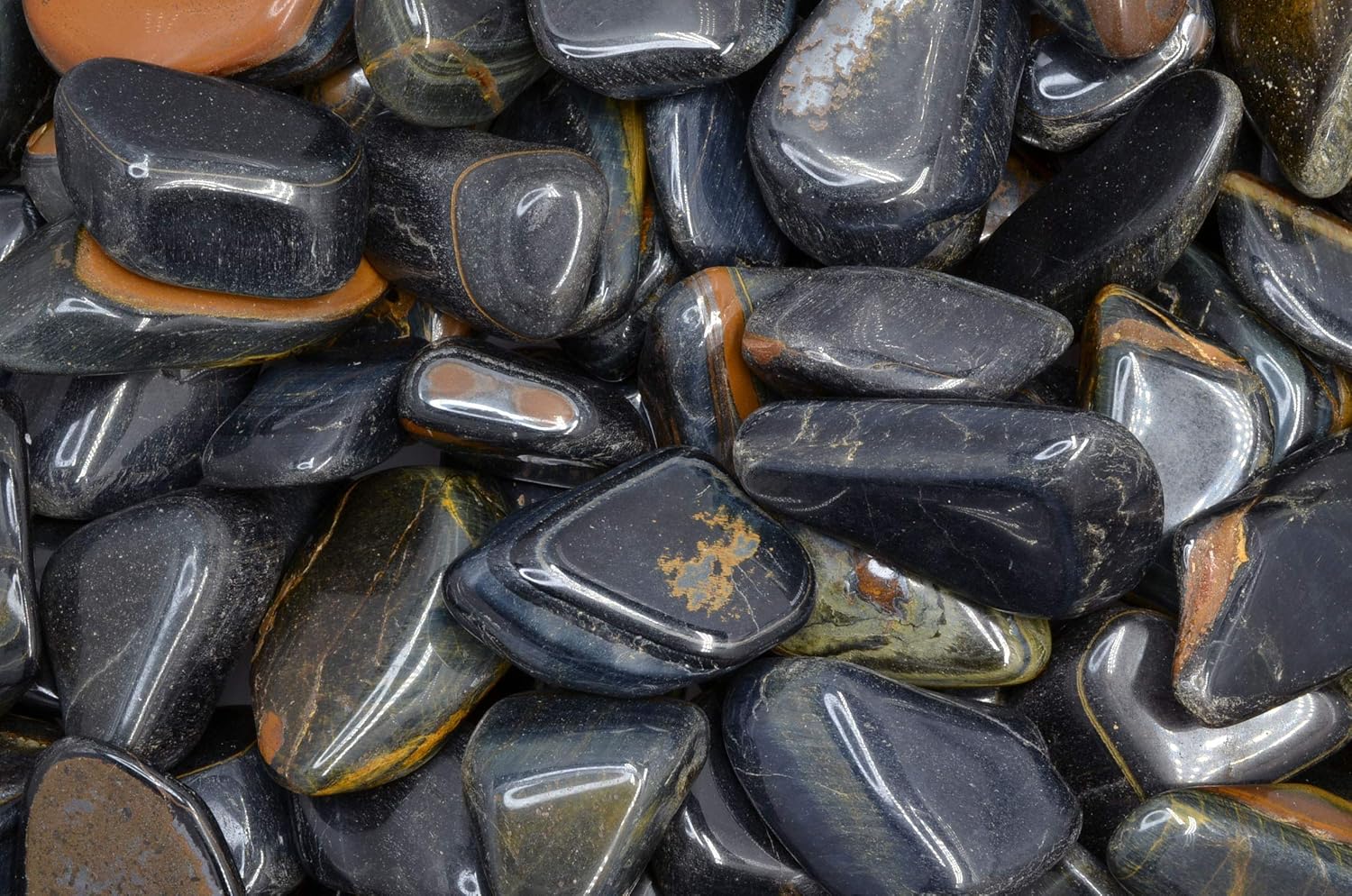 Fantasia Blue Tiger Eye Stones 12 lb Tumbled Size 9