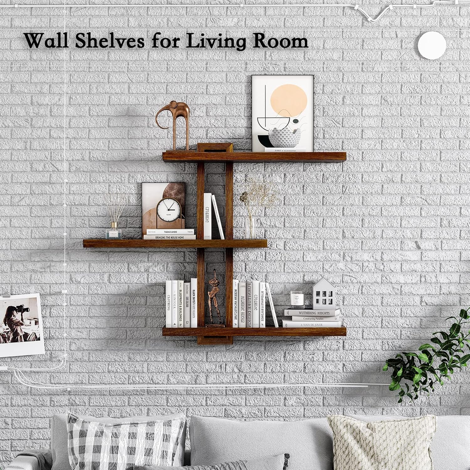Variable Floating Shelves Wood Set of 3 - Dark Walnut