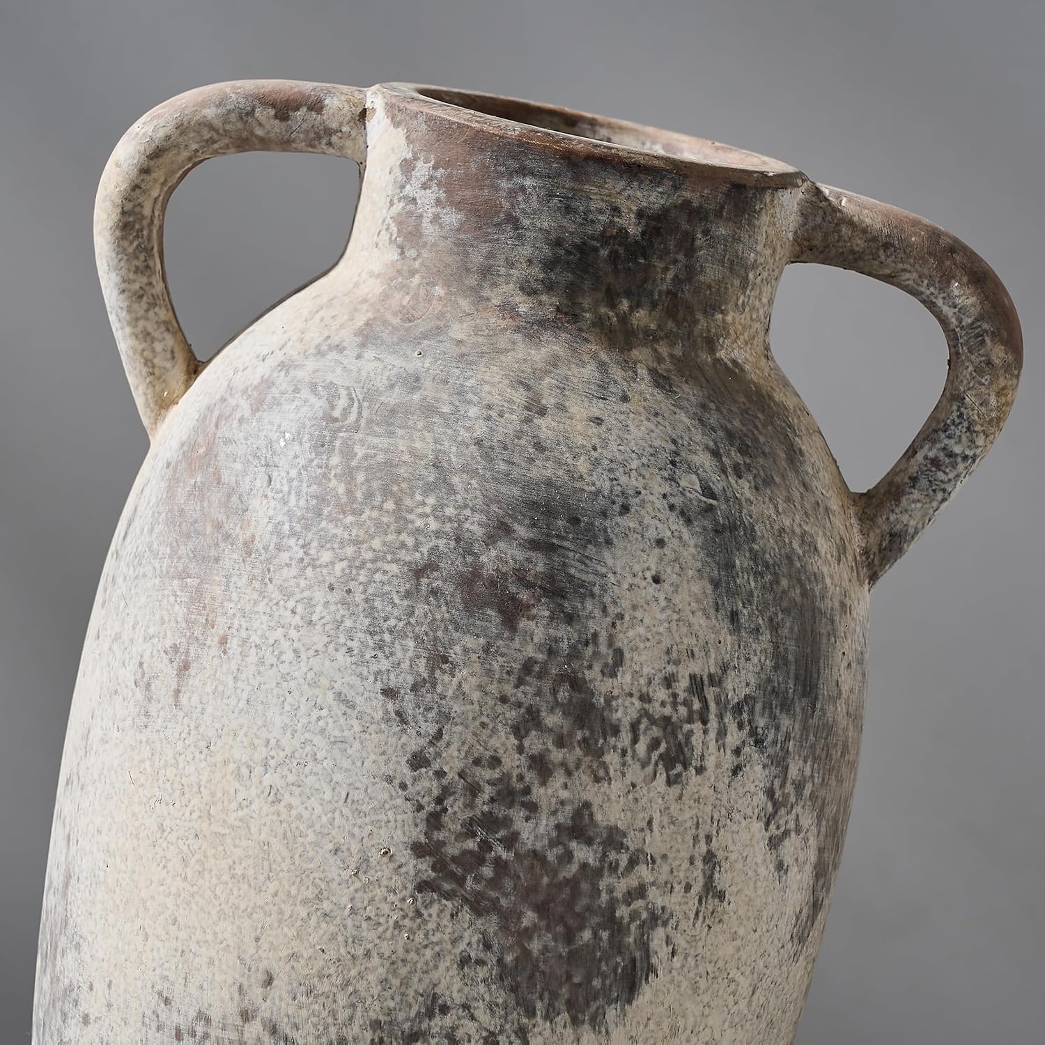 PORCER 984 Inch Ceramic Terracotta Vase with Handles - Gray