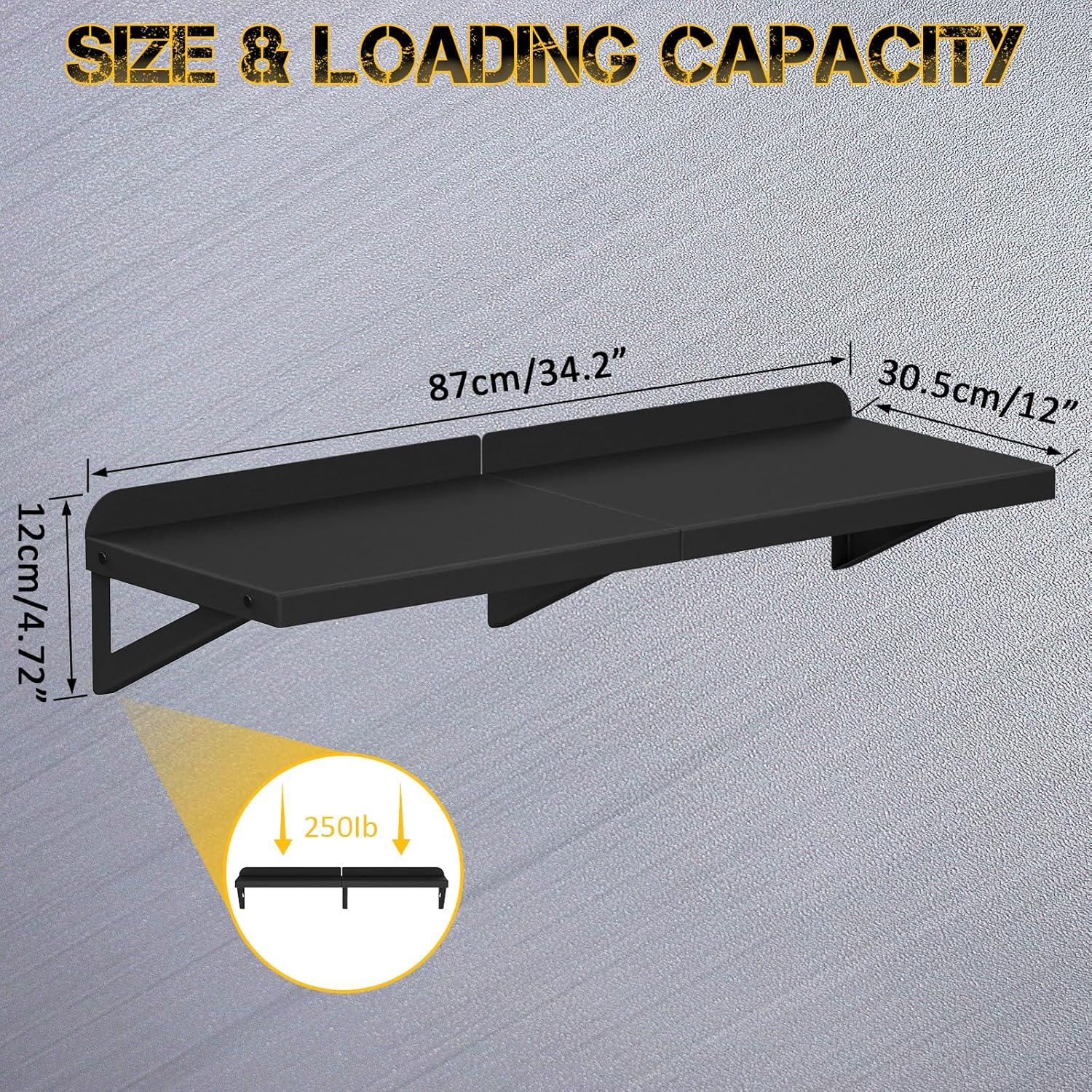 DUDSOEHO Floating Metal Shelf 118 x 342 Inches Black