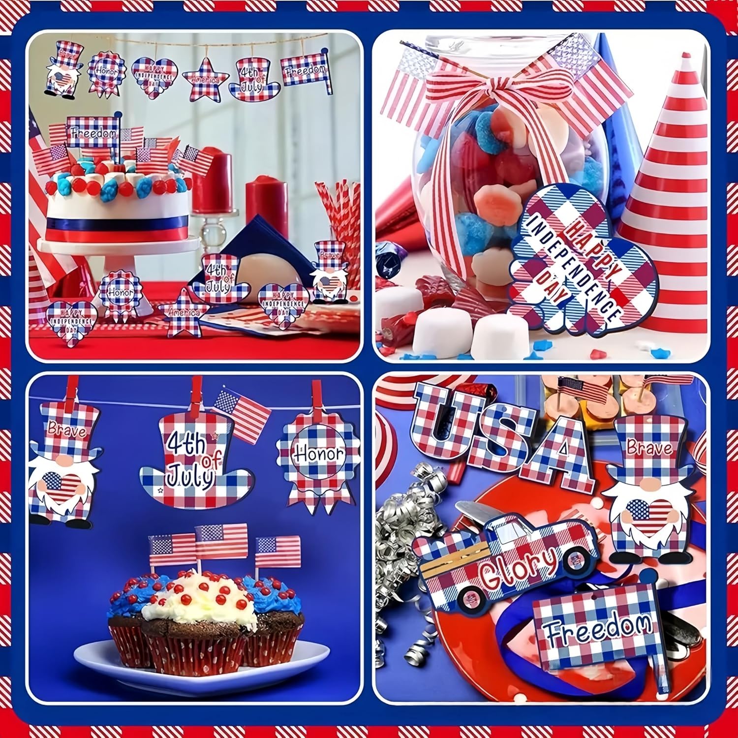 4th of July Patriotic Wood Tree Decorations 36Pcs Set