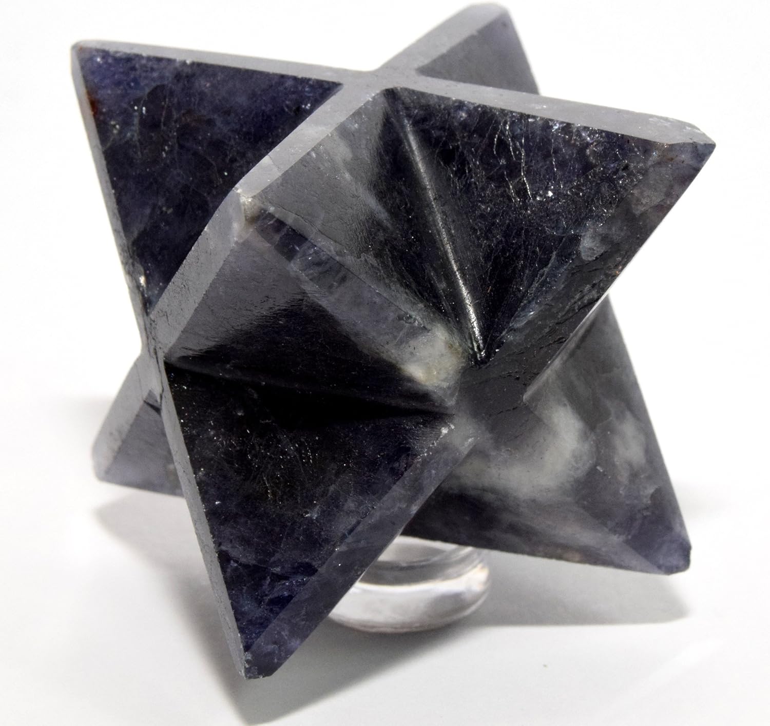 HC Set 64mm Iolite 8 Point Merkaba Star with Aragonite Cabochon