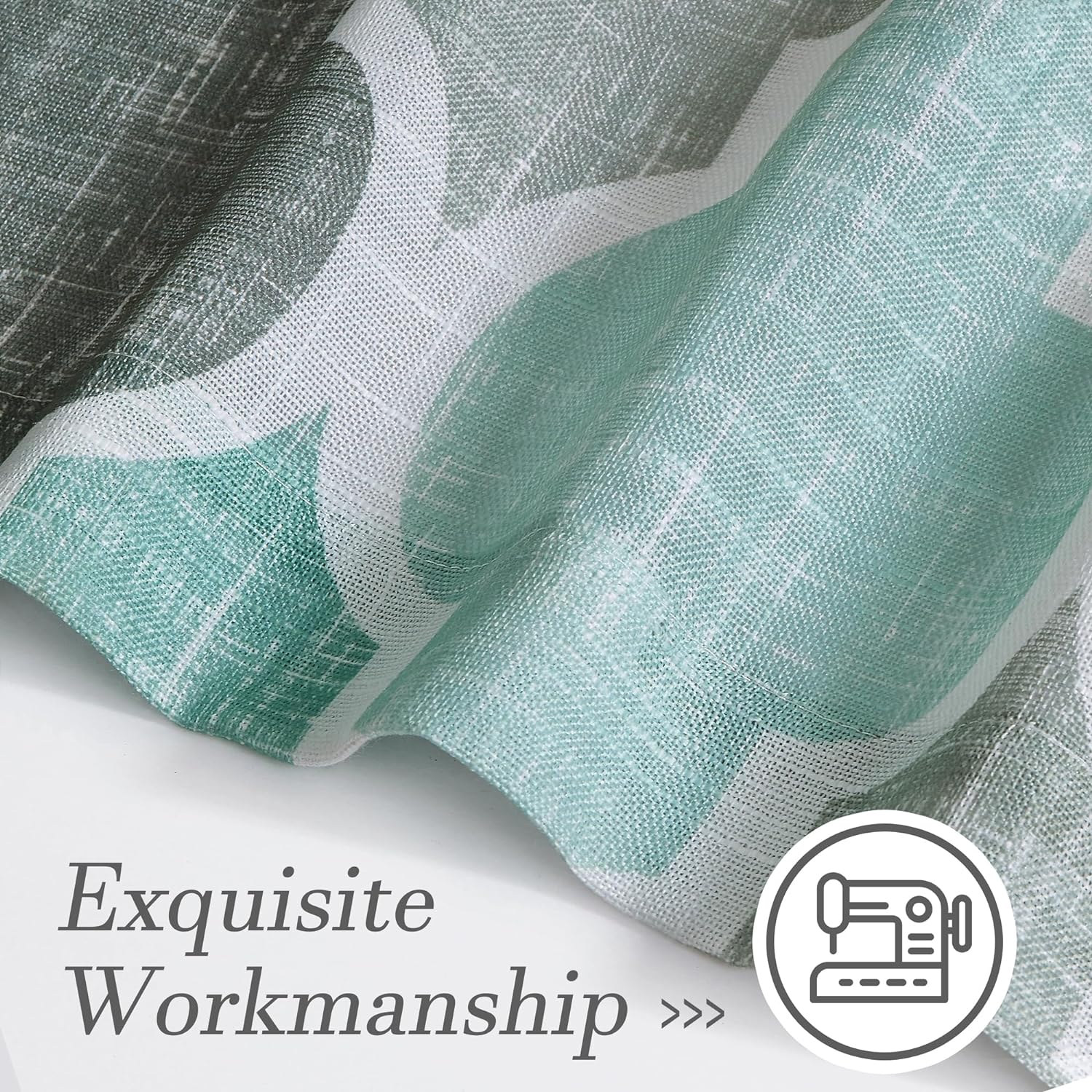 Beauoop Linen Semi Sheer Curtains 2 Panels Aqua Grey